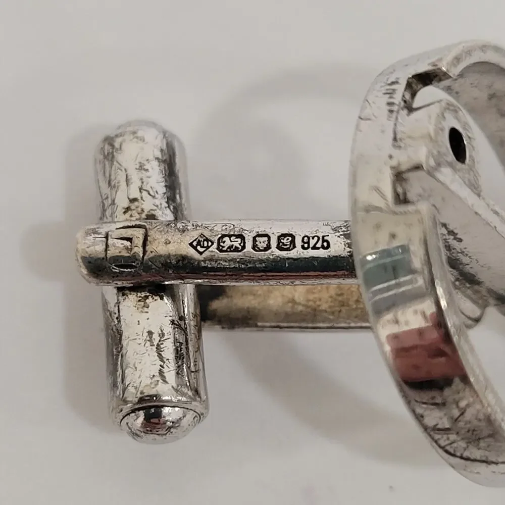 Dunhill‎ Sterling Silver D Logo Cufflinks Engraved Marked Designer Vintage